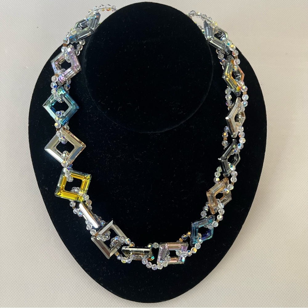 Swarovski Crystal Necklace Cosmic Squares 925 Clasp